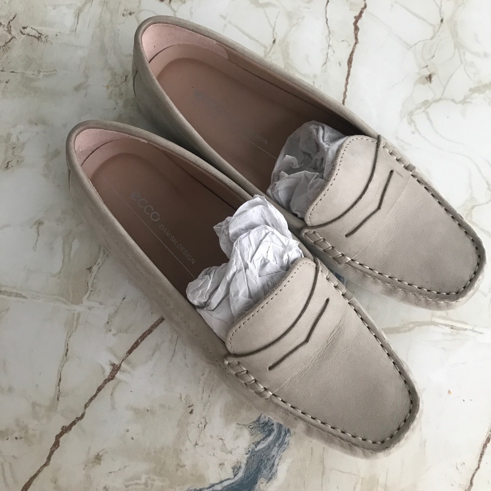 ECCO beige real suede leather flats